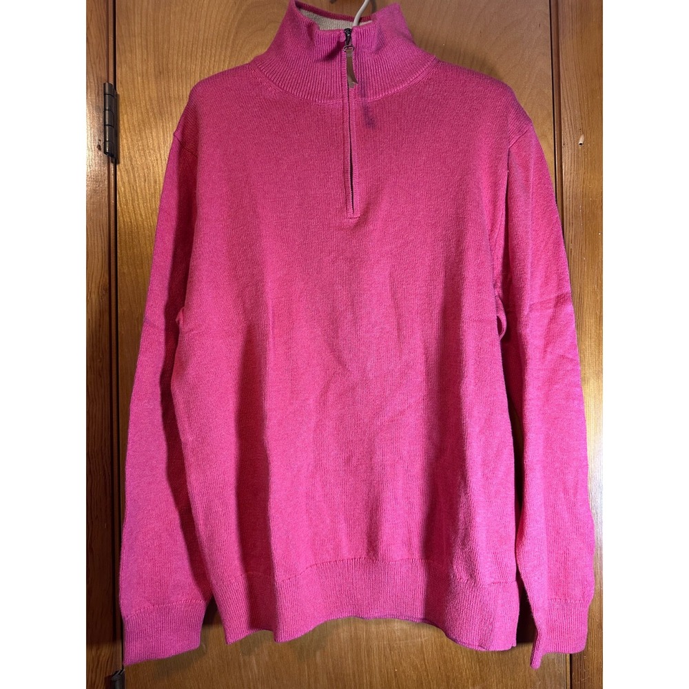 J Crew Mens Red 1/4 Zip Long Sleeved Lightweight‎ Cotton Sweater Medium